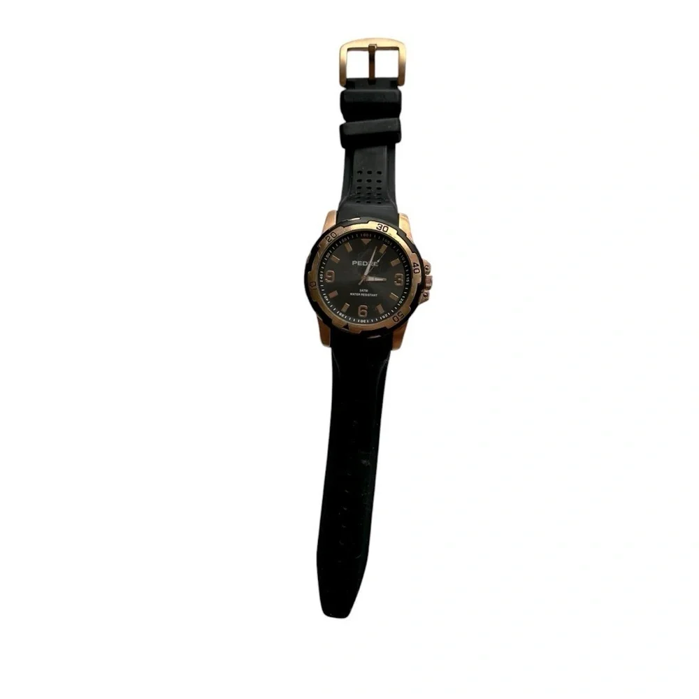 Pedre Men's Black and Gold Classic Large Face Watch